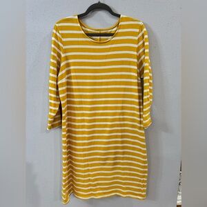 Ladies Old Navy Size L Golden Yellow w/White Stripes Dress.